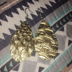 Leather teardrop animal print earrings